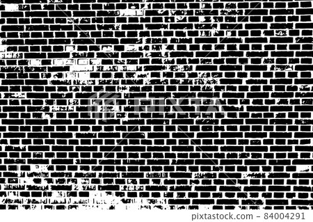 Grunge black texture as brick wall shape on white background (Vector). Use for decoration, aging or old layer 84004291