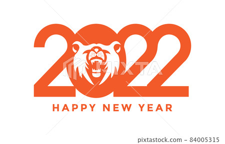 2022 happy new year geometric with flat tiger 84005315