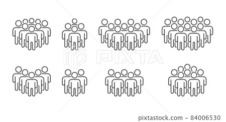 People icon set. Crowd signs. Persons symbol in line design. Business partnership, teamwork and group of people icon. Crowd men. Infographics persons. Organization users. Vector People icon set. Crowd signs. Persons symbol in line design. Business partnership, teamwork and group of people icon. Crowd men. Infographics persons. Organization users. Vector 84006530