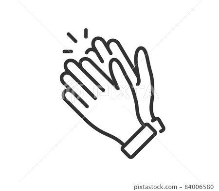 Clapping hand icon. Applause clap. Celebration hand gesture. Audience slam icon. Cheers slap sign. Celebration expression. Clapping symbol in outline style. People appreciation vector 84006580