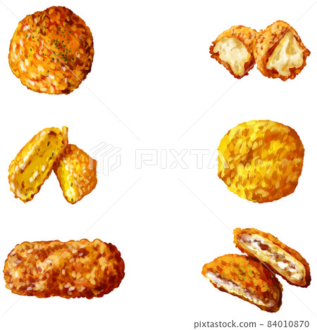 3 types of hand-painted watercolor thick croquette square frame, left and right 84010870