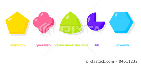 Colorful cartoon geometric figures icon set vector 84011232