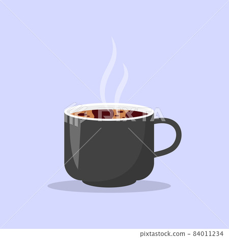 Flat hot black coffee cup mockup steam icon vector Flat hot black coffee cup mockup steam icon vector 84011234