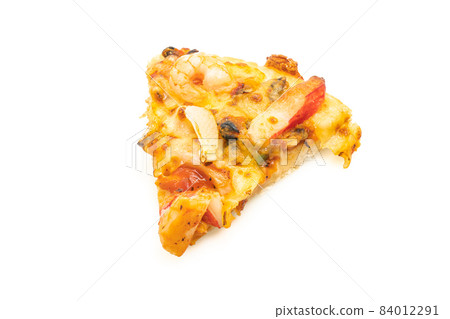 seafood pizza on white background 84012291