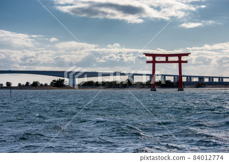 Torii gate on lake Hamana in Shizuoka Prefecture of Japan Torii gate on lake Hamana in Shizuoka Prefecture of Japan 84012774