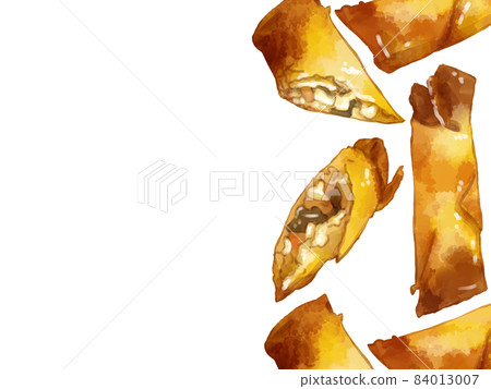 Hand-painted watercolor spring roll... - Stock Illustration [84013007 ...