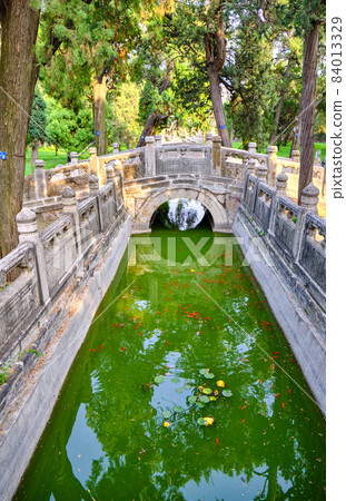 Traditional Chinese garden at Temple of Confucius, UNESCO world heritage site in Qufu, China Traditional Chinese garden at Temple of Confucius, UNESCO world heritage site in Qufu, China 84013329