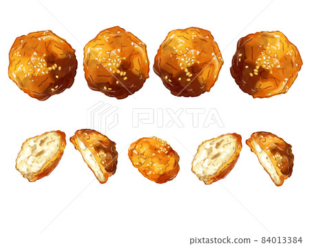 手繪水彩肉餃子圖線集 84013384