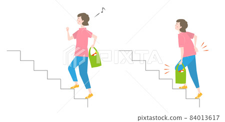 A woman climbing the stairs A woman climbing the stairs 84013617