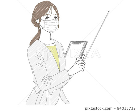 一個戴著面具,指著指針的女商人 一個戴著面具,指著指針的女商人 84013732