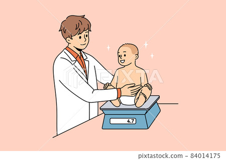 Working as pediatrician with babies concept. Working as pediatrician with babies concept. 84014175