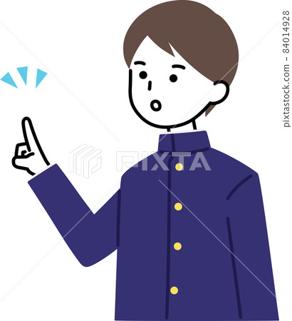 男學生指著姿勢，表情驚訝，面朝左 84014928