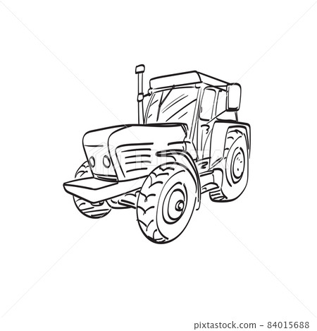tractor illustration vector isolated on white background line art. tractor illustration vector isolated on white background line art. 84015688