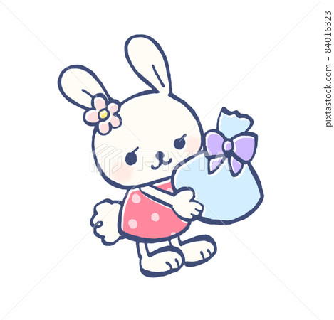Illustration of a rabbit girl holding a gift 84016323