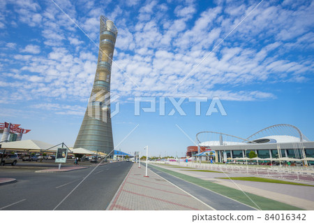 Aspire Tower, nicknamed Torch Doha, located in the Aspire Zone complex near the Khalifa International Stadium in Doha, Qatar Aspire Tower, nicknamed Torch Doha, located in the Aspire Zone complex near the Khalifa International Stadium in Doha, Qatar 84016342