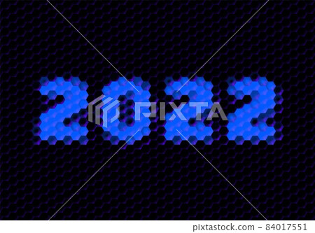Sign of the 2022 year with hex pixel grid. New Years number or digits for holiday eve celebration card or calendar. 84017551