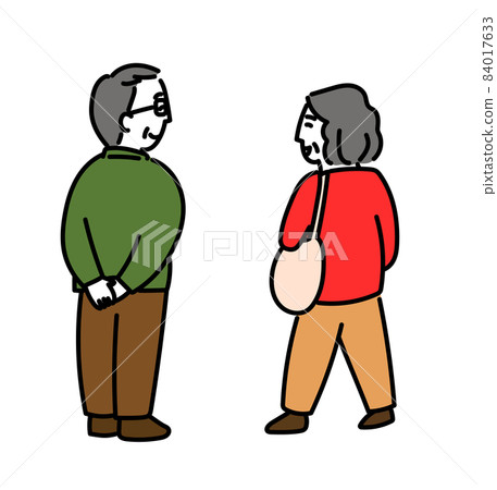 背影老人老夫妻中年夫婦夫妻爺爺奶奶插畫 84017633