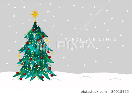 Illustration of a watercolor Christmas tree with snow makeup Illustration of a watercolor Christmas tree with snow makeup 84018533