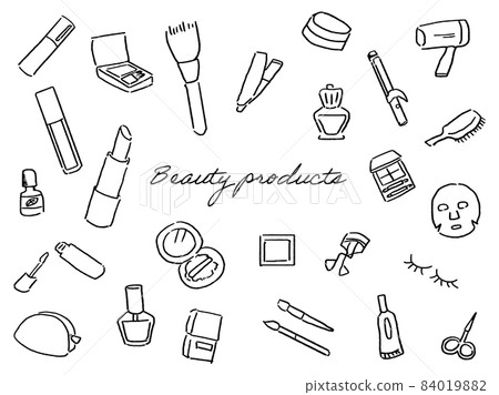 Line drawing set of beauty items monochrome 84019882