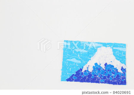 富士山[粘貼/Chigiri-e]明信片（白底/白底/複印空間） 84020691