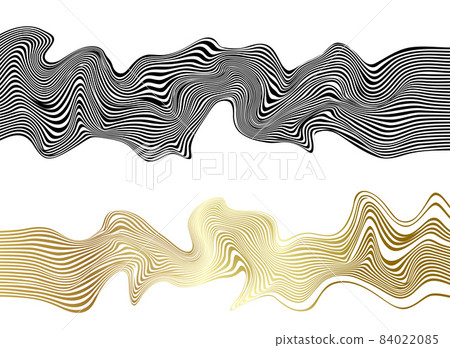 Distorted wave monochrome texture. Abstract dynamical rippled surface. Vector stripe deformation background. Distorted wave monochrome texture. Abstract dynamical rippled surface. Vector stripe deformation background. 84022085