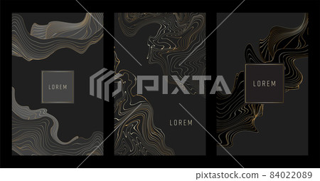 Gold lines template, artistic covers design, colorful luxury backgrounds. Trendy pattern, graphic poster, cards. Vector illustration 84022089