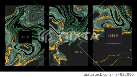 Gold marble template, artistic covers design, colorful realistic texture, luxury backgrounds. Trendy pattern, graphic poster, cards. Vector illustration 84022090