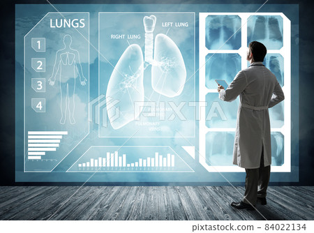Doctor faces digital interface Doctor faces digital interface 84022134