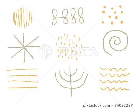 寬鬆手繪北歐花紋_米色和苔綠色 84022287