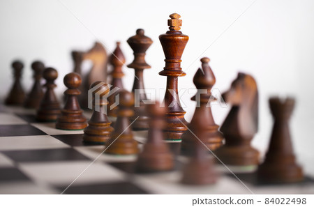 Chess pieces on a chessboard. The concept of playing and winning a chess tournament Chess pieces on a chessboard. The concept of playing and winning a chess tournament 84022498