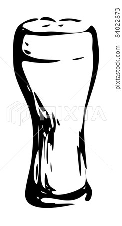 Weizen pint beer glass. Hand drawn ink style graphics illustration. Oktoberfest, Saint Patrick or craft draft beer event festival poster, banner ir stickers, pub bar restaurant menu. 84022873