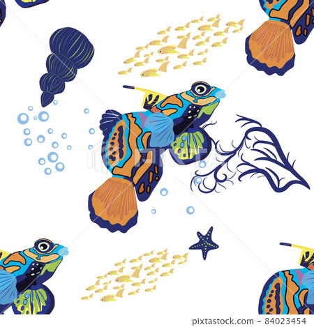 Mandarin fish seamless patterns. beautiful...-插圖素材 [84023454] - PIXTA圖庫
