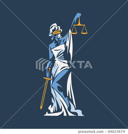 Themis as Ancient Greek Goddess and Lady Justice with Blindfold Holding Scales and Sword Vector Illustration Themis as Ancient Greek Goddess and Lady Justice with Blindfold Holding Scales and Sword Vector Illustration 84023674