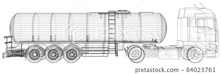 Truck with tank. Vector created of 3d, Wire-frame Truck with tank. Vector created of 3d, Wire-frame 84023761