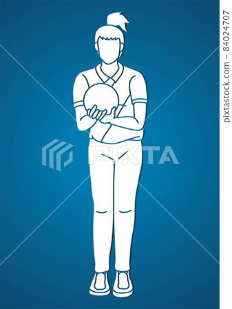 Bowling Player Bowler Action Cartoon Sport Graphic Vector 84024707