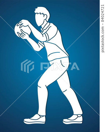Bowling Player Bowler Action Cartoon Sport Graphic Vector 84024721