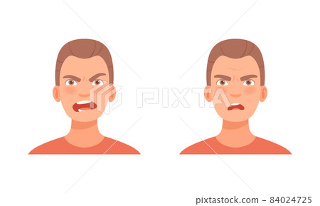 Man Head with Frowning Eyebrows as Facial Expression Vector Set Man Head with Frowning Eyebrows as Facial Expression Vector Set 84024725