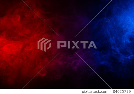 Fog in red blue neon light on black background. Fog in red blue neon light on black background. 84025759