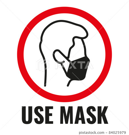 Obligatory use of a mask information sign isolated on white background Obligatory use of a mask information sign isolated on white background 84025979
