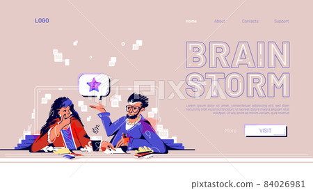 Brainstorm web banner business people think idea Brainstorm web banner business people think idea 84026981