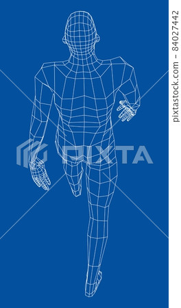 Wireframe walking man. 3d illustration Wireframe walking man. 3d illustration 84027442