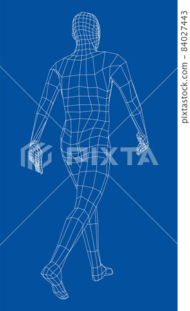 Wireframe walking man. 3d illustration Wireframe walking man. 3d illustration 84027443
