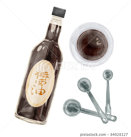手繪水彩畫的醬油和量勺 手繪水彩畫的醬油和量勺 84028127