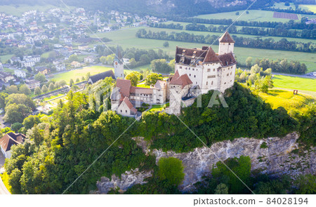 Aerial view of Gutenberg Castle in Balzers, Liechtenstein 84028194