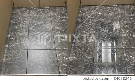 Before and after, cleaning polishing and restoring natural marble floor 84028246