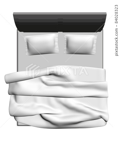 Double bed isolated on white background. View from above. 3D. Vector illustration Double bed isolated on white background. View from above. 3D. Vector illustration 84028323