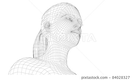 Wireframe portrait of a young beautiful girl 84028327