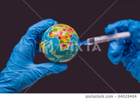 Syringe vaccinates the globe, on a map of the South Africa. South Africa Coronavirus, Corona virus attack concept. South Africa fight against coronavirus. Concept of fight against coronavirus, danger Syringe vaccinates the globe, on a map of the South Africa. South Africa Coronavirus, Corona virus attack concept. South Africa fight against coronavirus. Concept of fight against coronavirus, danger 84028484