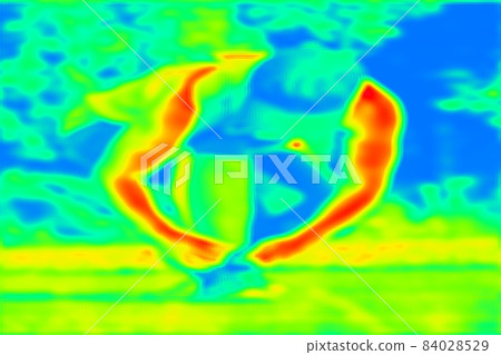 Thermographic scan of a human body within exercise. Different temperatures 84028529
