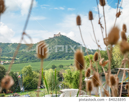 The ruins of the Devicky castle in Palava hills above artificial lake Nove Mlyny The ruins of the Devicky castle in Palava hills above artificial lake Nove Mlyny 84028895